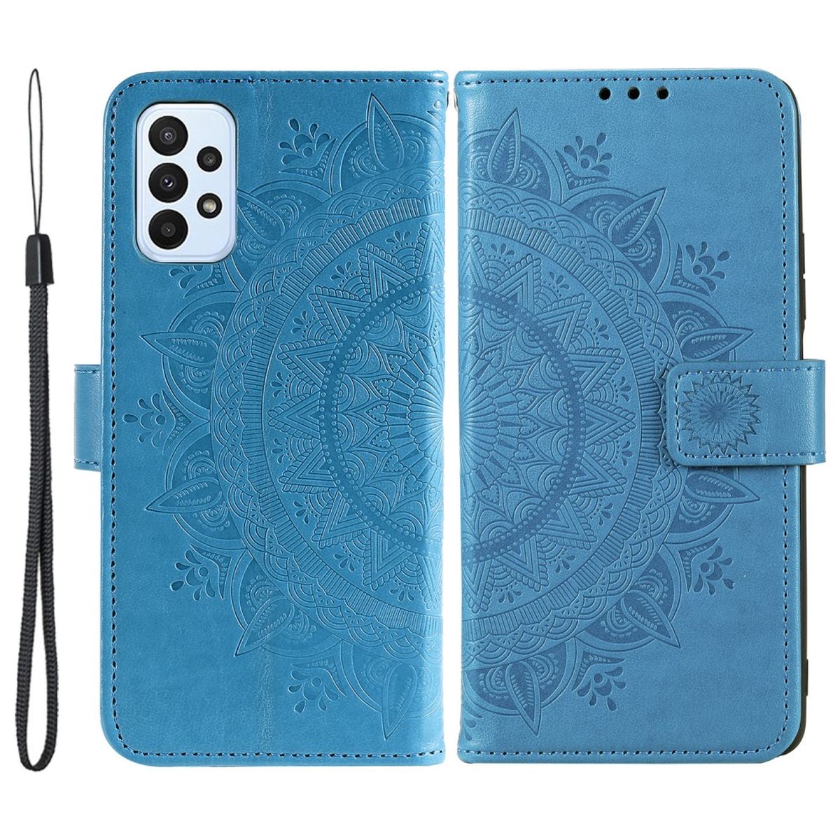 Hülle für Samsung Galaxy A23 Handyhülle Flip Case Cover Schutzhülle Mandala Blau