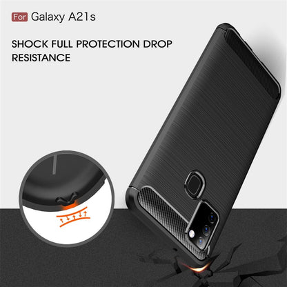 Hülle für Samsung Galaxy A21s Handyhülle Silikon Case Cover Bumper Carbonfarben