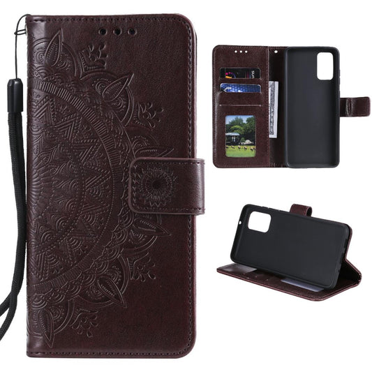 Hülle für Samsung Galaxy A02s Handy Tasche Flip Case Cover Etui Mandala Braun