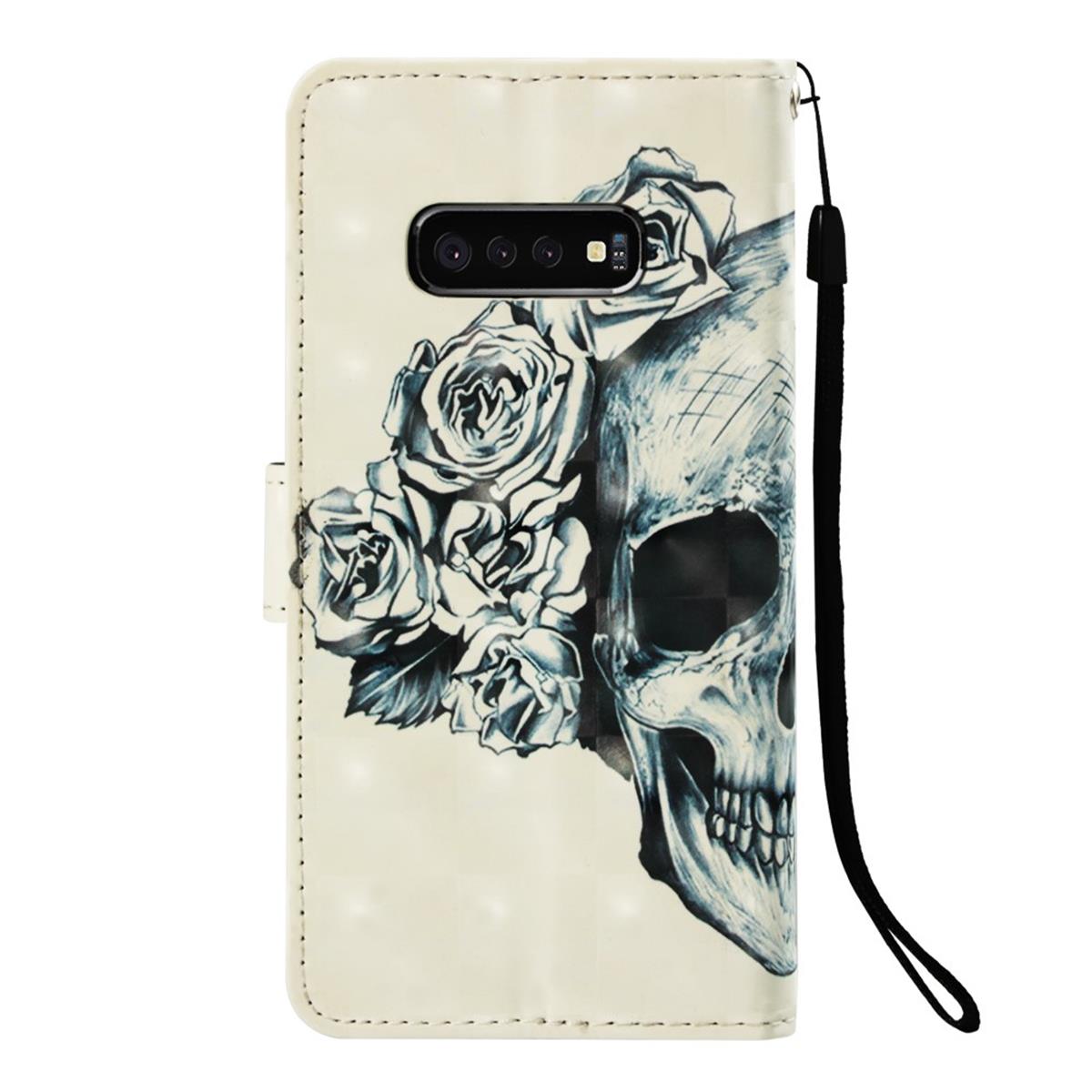 Hülle für Samsung Galaxy S10e Handyhülle Flip Case Schutzhülle Motiv Totenkopf