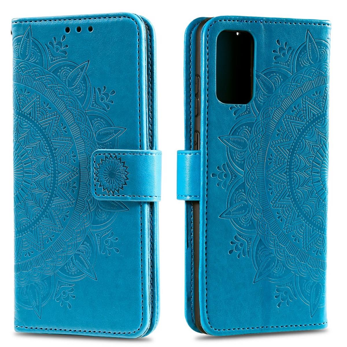 Hülle für Samsung Galaxy A02s Handy Tasche Flip Case Cover Etui Mandala Blau