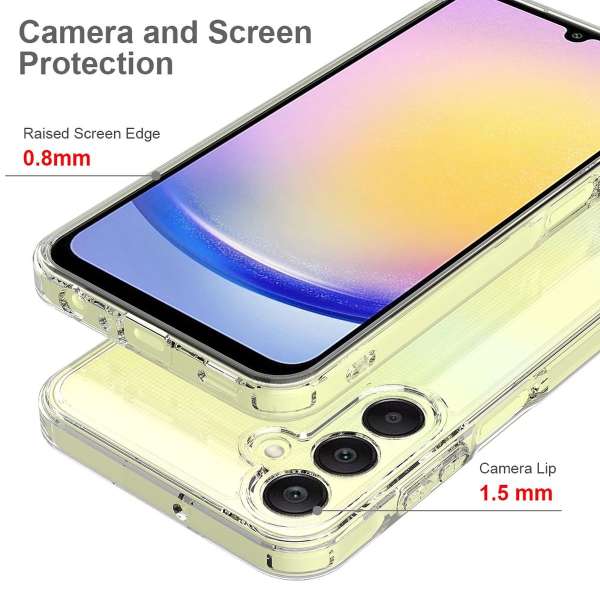 Hülle für Samsung Galaxy A25 5G Handyhülle Case Hybrid Silikon Bumper Cover Klar