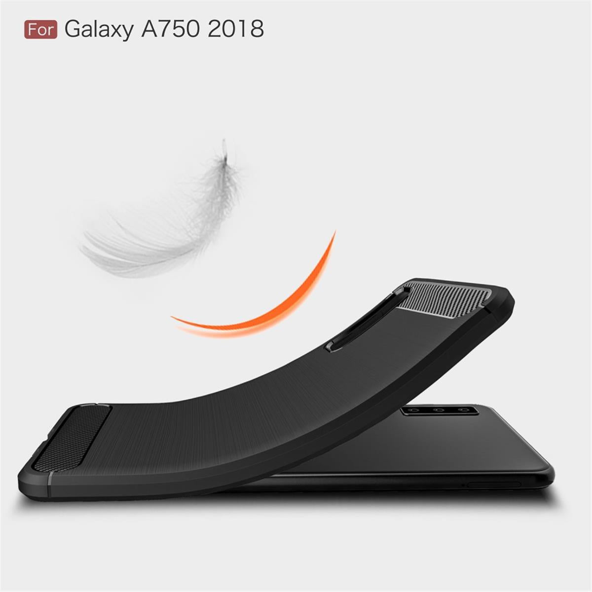 Hülle für Samsung Galaxy A7 (2018) Handyhülle Cover Silikon Case Carbon farben