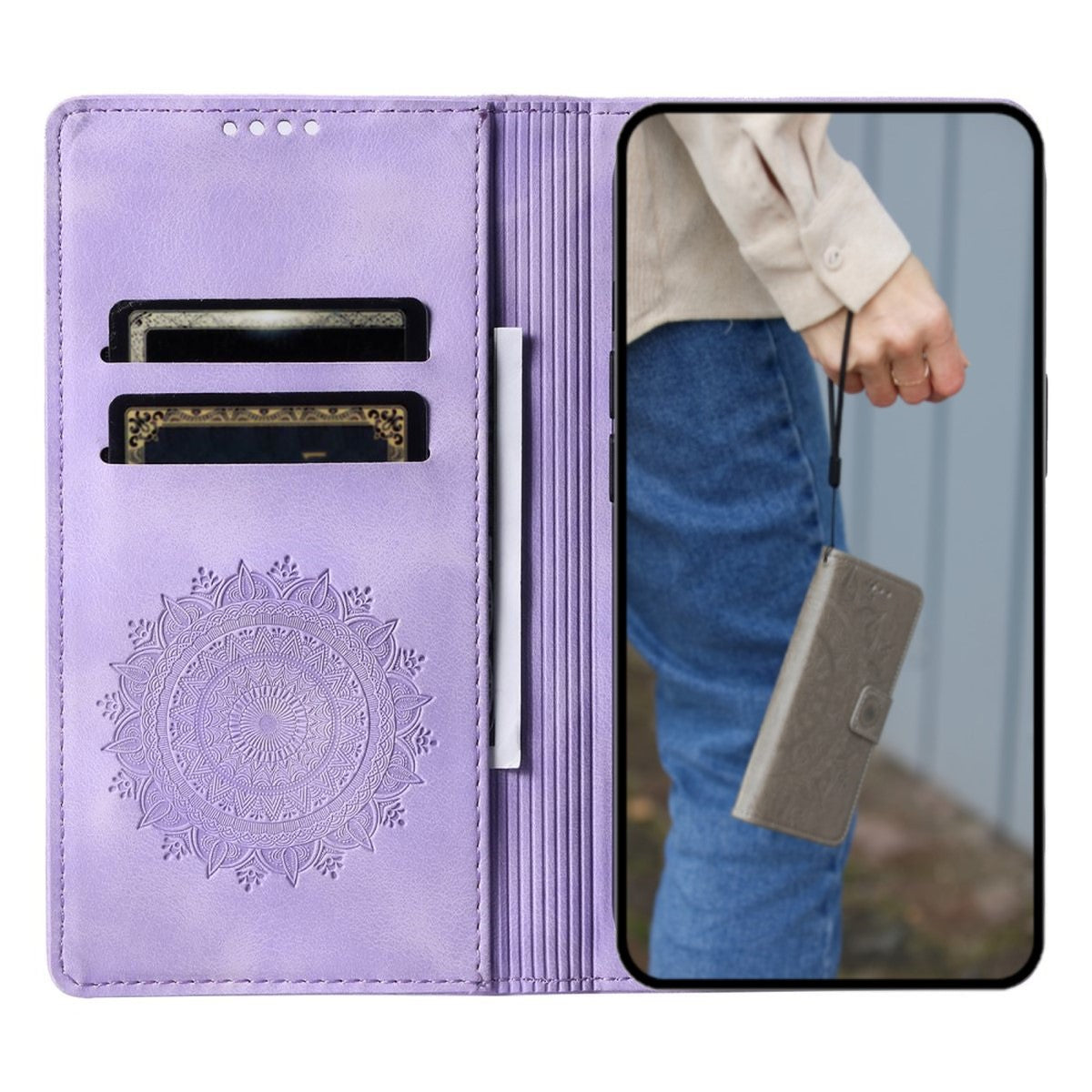 Hülle für Samsung Galaxy A05s 4G Handyhülle Flip Case Cover Tasche Mandala Lila