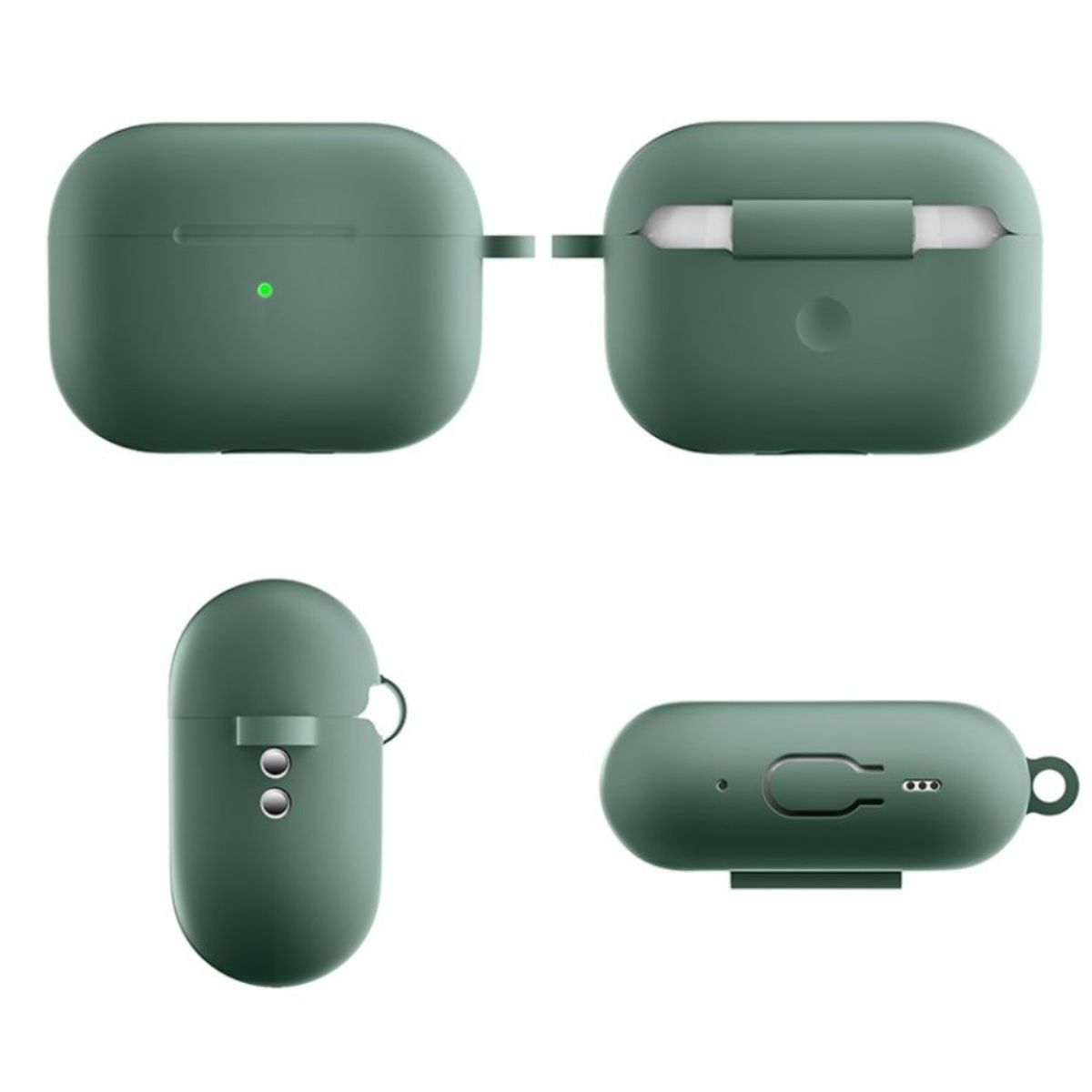 Hülle für Apple AirPods Pro 2 Silikon Case Cover Bumper Schutzhülle Dunkelgrün