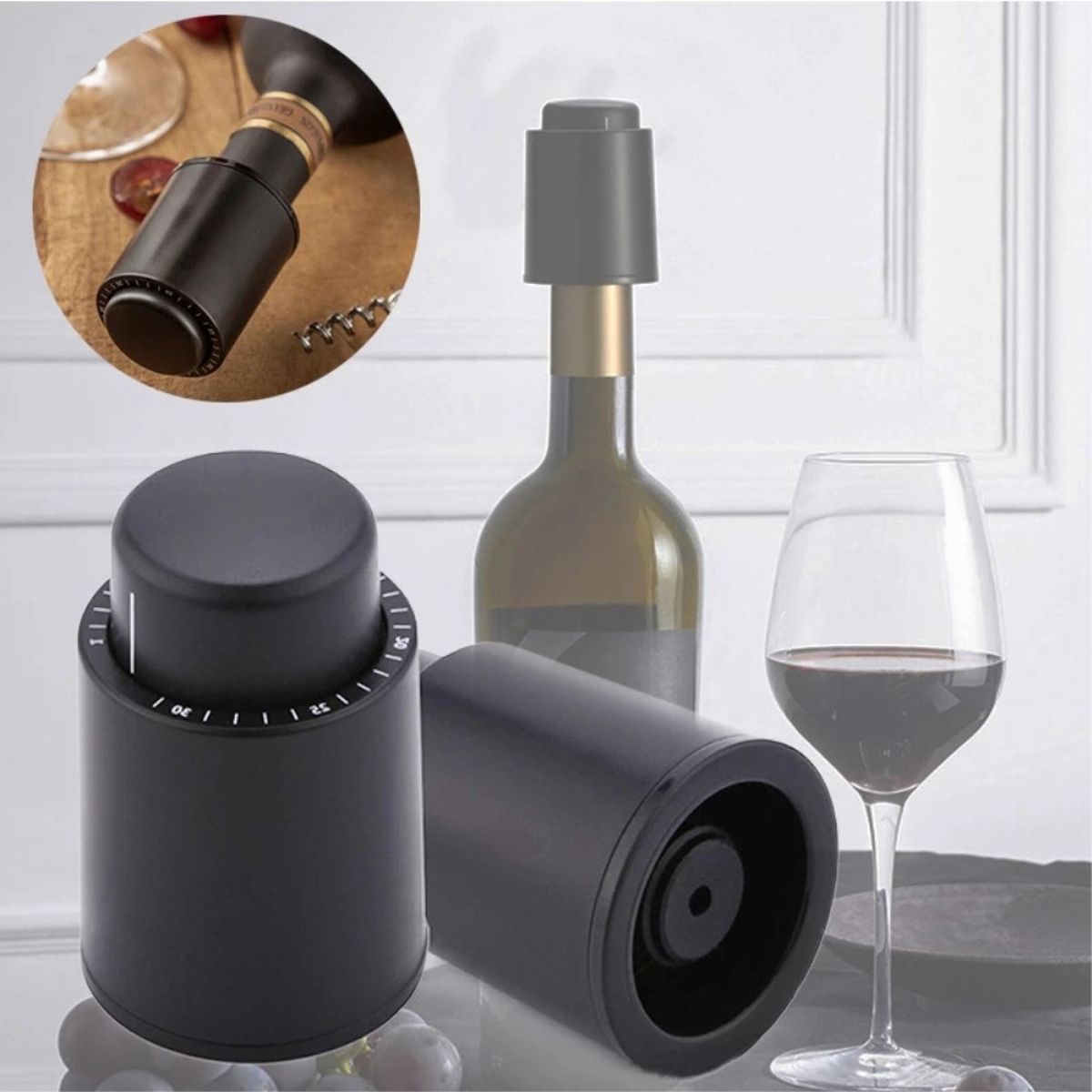 Weinverschluss - Vakuum Weinflaschenverschluss - Weinstopper - Verschlusskappe