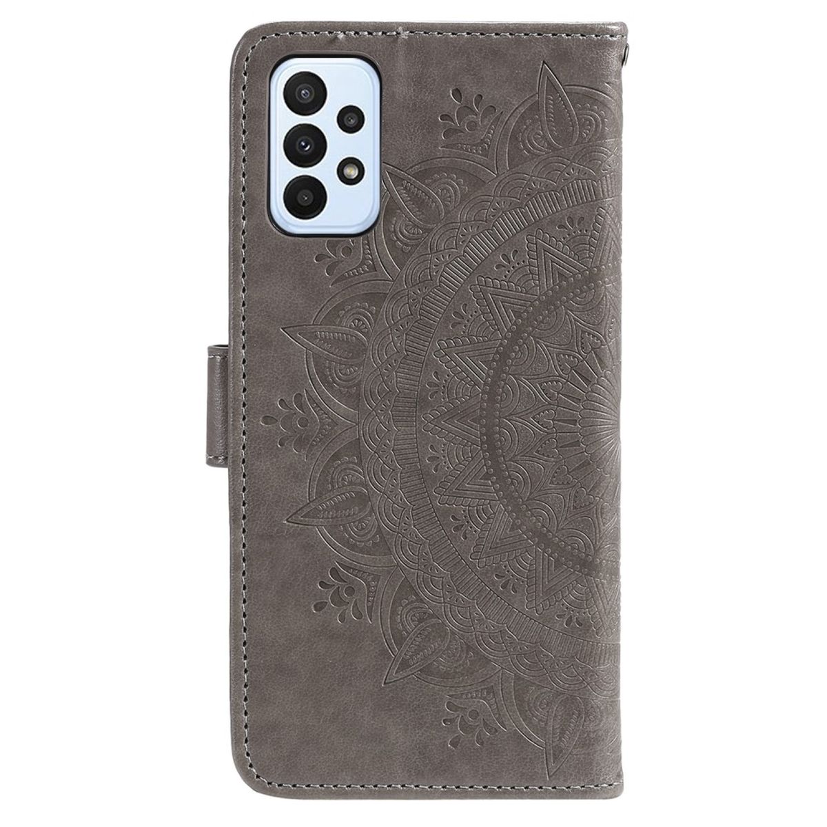 Hülle für Samsung Galaxy A23 Handyhülle Flip Case Cover Mandala Schutzhülle Grau