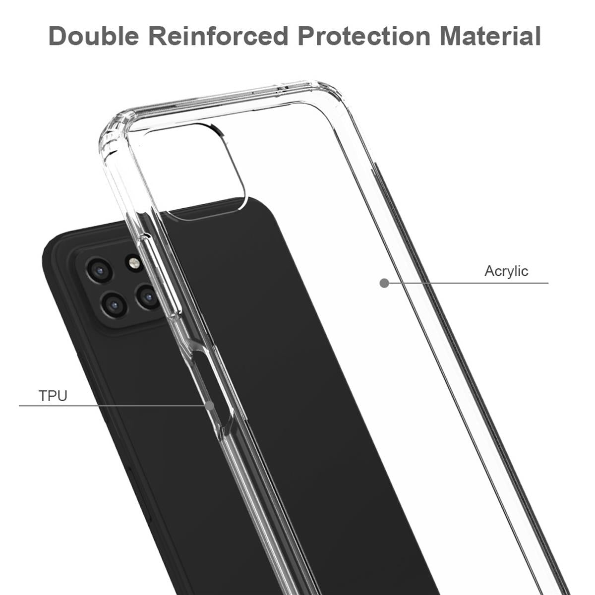 Hülle für Samsung Galaxy A22 5G Handyhülle Hybrid Silikon Case Bumper Cover Klar