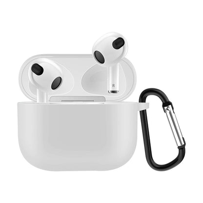 Hülle für Apple AirPods 3 Silikon Case Cover Etui Bumper Schutzhülle Tasche Weiß