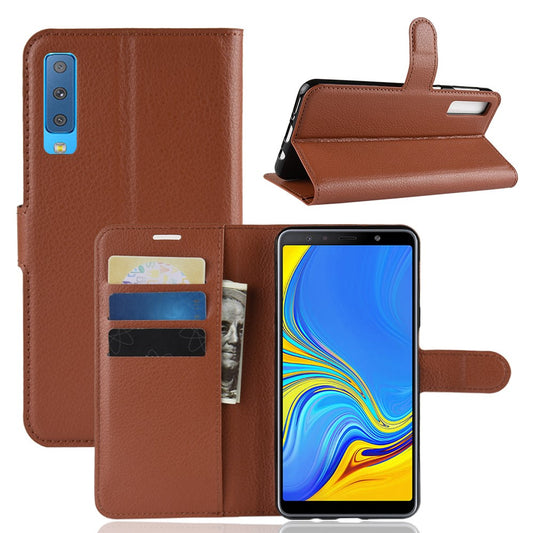 Hülle für Samsung Galaxy A7 (2018) Handyhülle Flip Case Schutzhülle Cover Braun