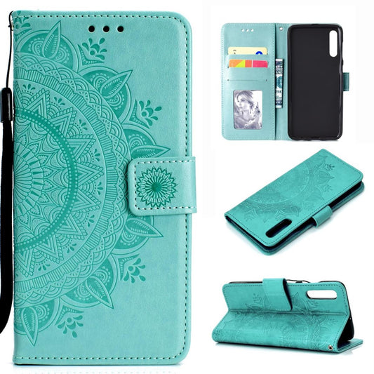 Hülle für Samsung Galaxy A70 Handyhülle Schutz Tasche Case Etui Cover Mandala Grün