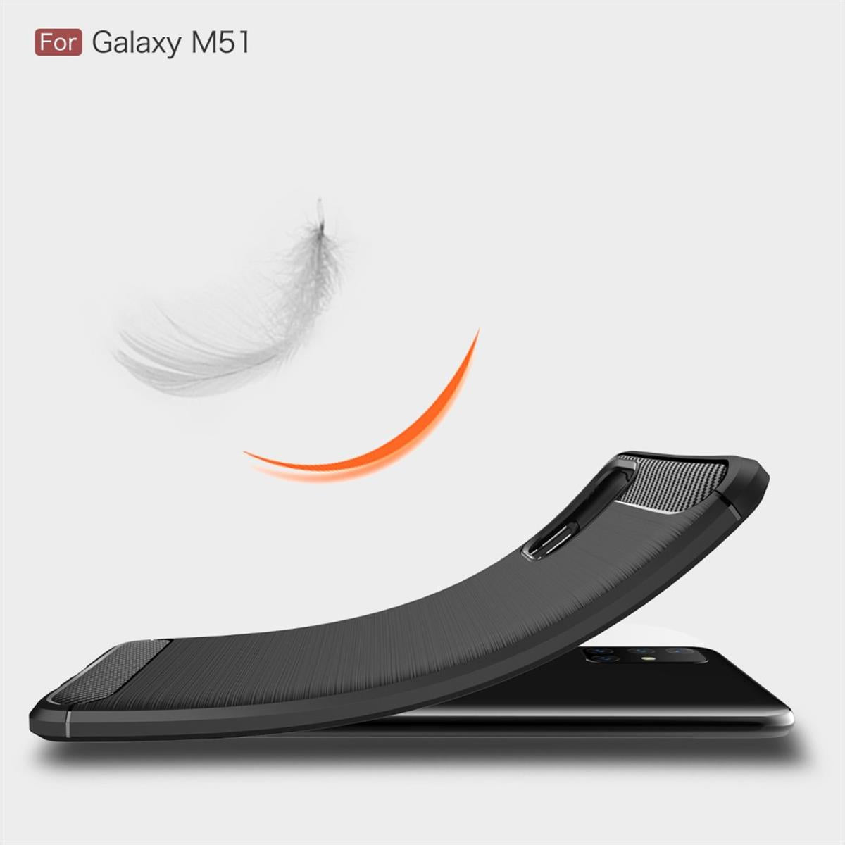Hülle für Samsung Galaxy M51 Handyhülle Silikon Case Cover Bumper Carbonfarben