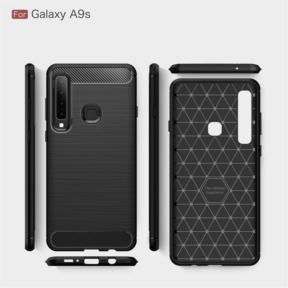 Hülle für Samsung Galaxy A9 (2018) Handyhülle Silikon Case Cover Carbonfarben
