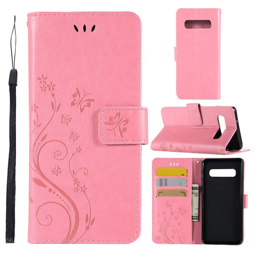 Hülle für Samsung Galaxy S10 Handyhülle Flip Case Cover Schmetterling Rosa
