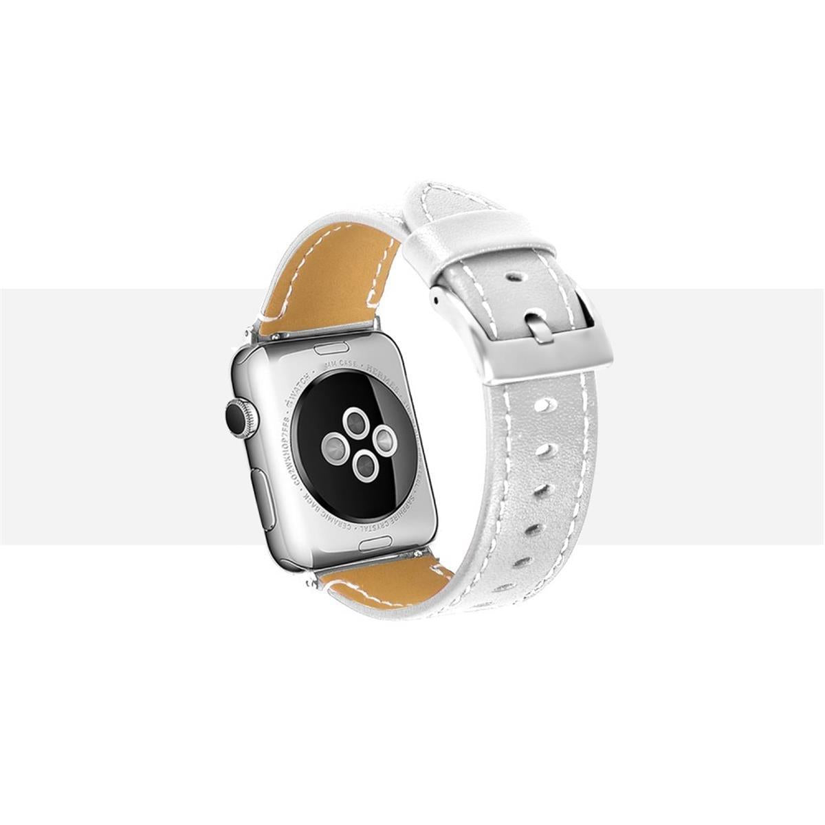 Leder Armband für Apple Watch 49/45/44/42mm Retro Series Ultra/8/7/6/SE/5/4 Weiß