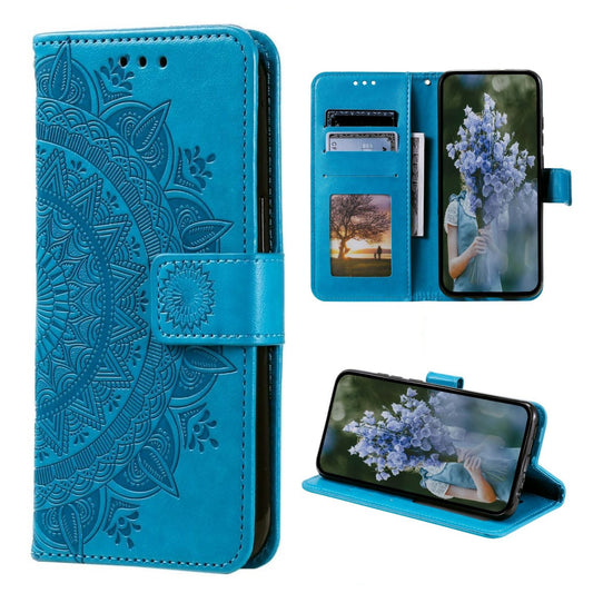 Hülle für Samsung Galaxy S23 Ultra Handyhülle Flip Case Cover Etui Mandala Blau