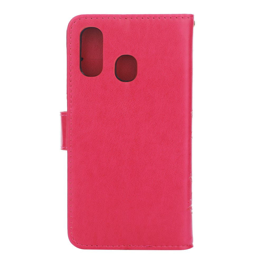 Hülle für Samsung Galaxy A40 Handyhülle Flip Case Schutz Schmetterling Pink