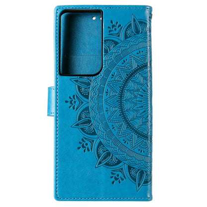 Hülle für Samsung Galaxy S21 Ultra Handyhülle Flip Case Cover Schutzhülle Mandala Blau