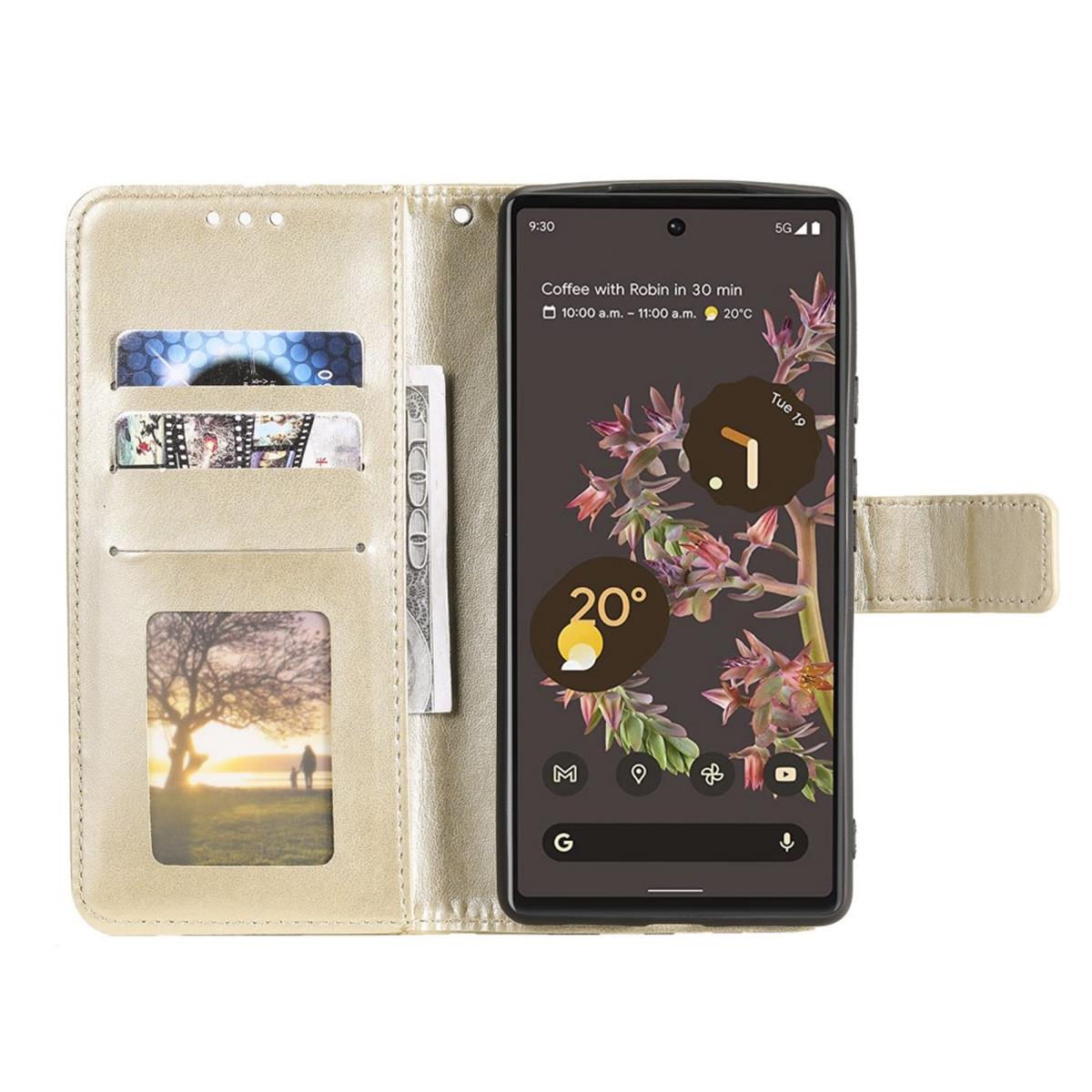 Hülle für Google Pixel 6 Handyhülle Tasche Flip Case Cover Etui Mandala Gold
