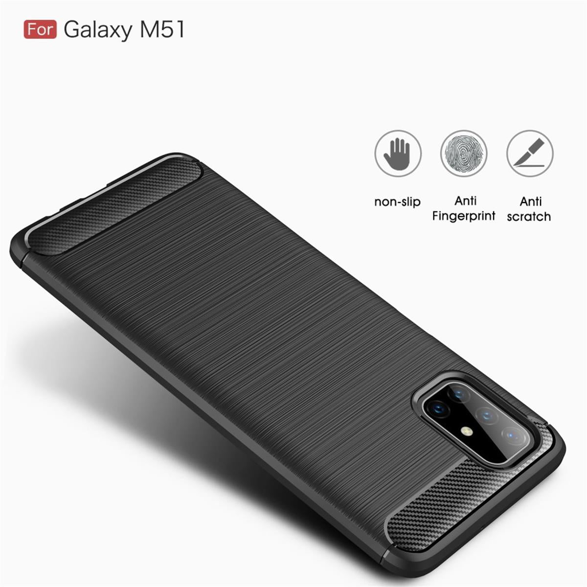 Hülle für Samsung Galaxy M51 Handyhülle Silikon Case Cover Bumper Carbonfarben