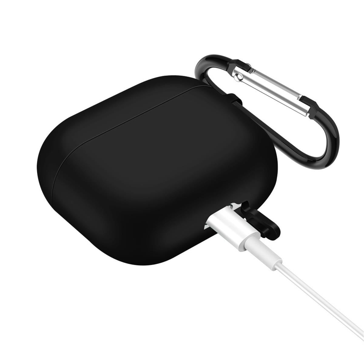 Hülle für Apple AirPods 3 Silikon Case Cover Etui Bumper Schutzhülle Schwarz