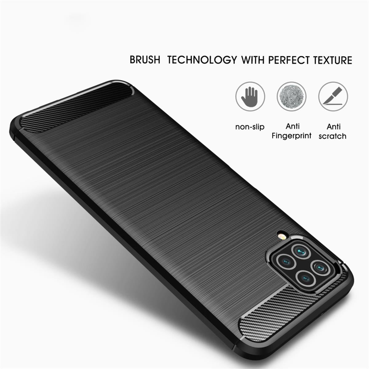 Hülle für Samsung Galaxy M32 Handyhülle Silikon Case Handy Cover Carbonfarben