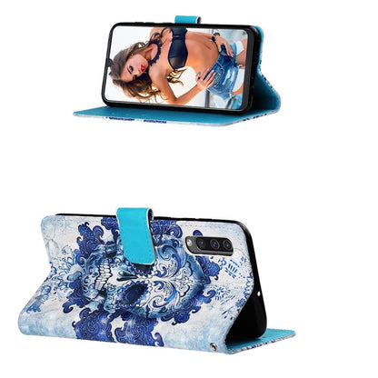 Hülle für Samsung Galaxy A50/A30s Case Schutzhülle Cover Motiv Totenkopf blau