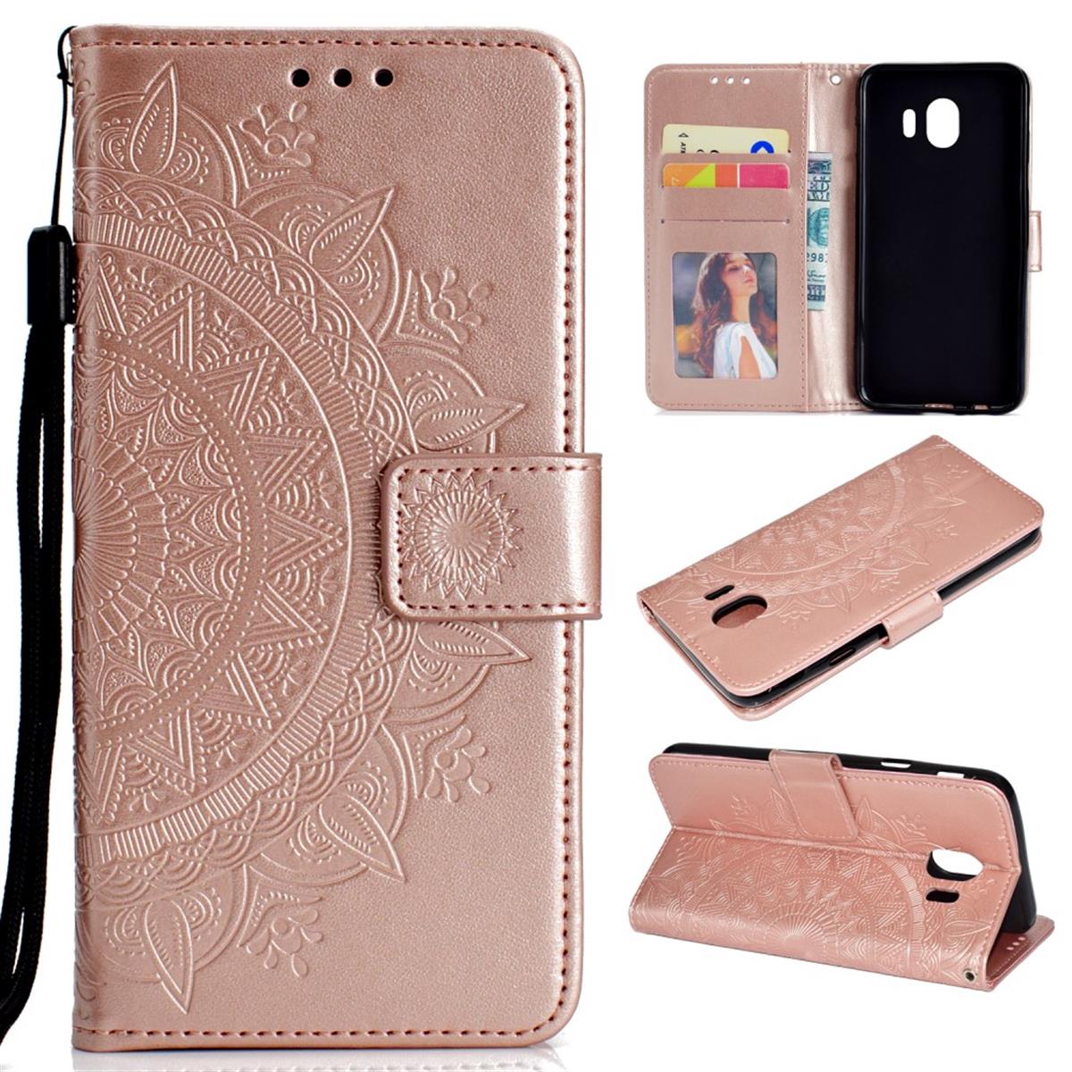 Hülle für Samsung Galaxy J4 2018 Handyhülle Flip Case Schutz Cover Mandala Rose