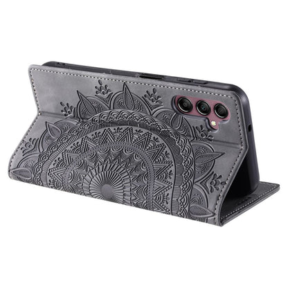 Hülle für Samsung Galaxy S24 Handyhülle Flip Case Cover Tasche Etui Mandala Grau