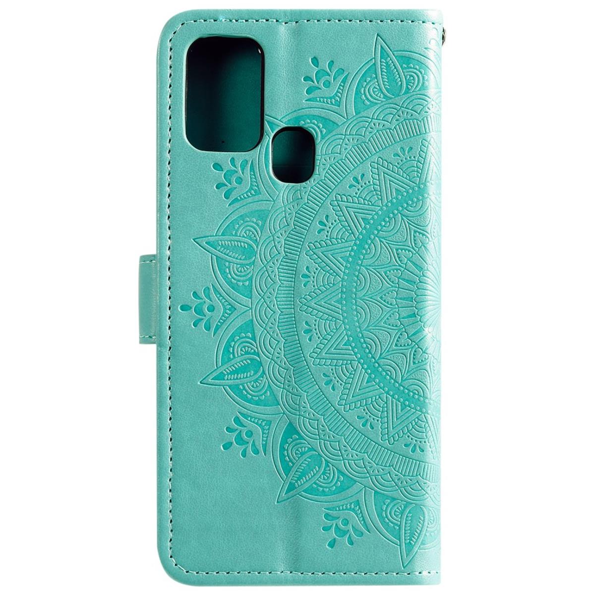 Hülle für Samsung Galaxy M21/M30s Handyhülle Flip Case Cover Mandala Grün