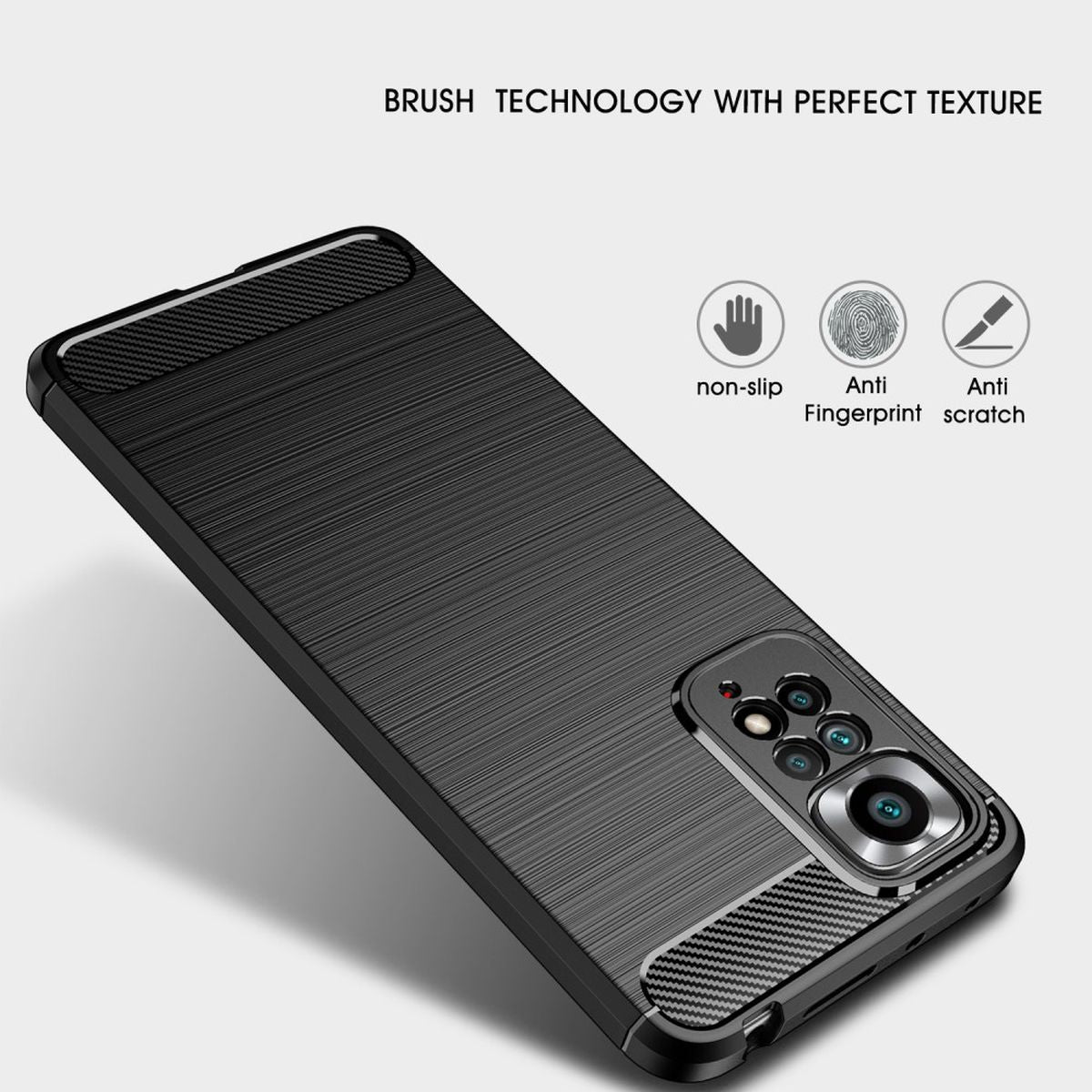 Hülle für Xiaomi Redmi Note 11 Pro 4G/5G Handy Silikon Case Cover Carbonfarben