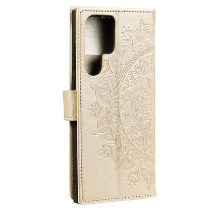 Hülle für Samsung Galaxy S22 Ultra Handyhülle Flip Case Cover Etui Mandala Gold