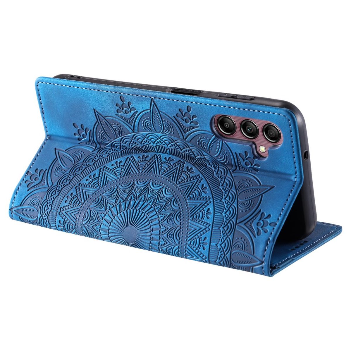 Hülle für Samsung Galaxy S24 Handyhülle Flip Case Cover Tasche Etui Mandala Blau