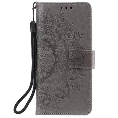 Hülle für Samsung Galaxy A12/M12 Handyhülle Flip Case Cover Tasche Mandala Grau