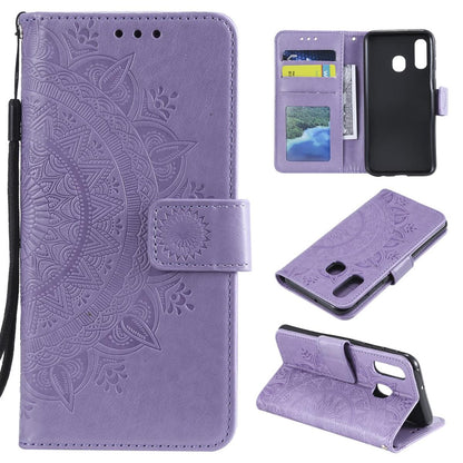 Hülle für Samsung Galaxy A20e Handyhülle Schutz Tasche Flip Case Etui Cover Mandala Lila