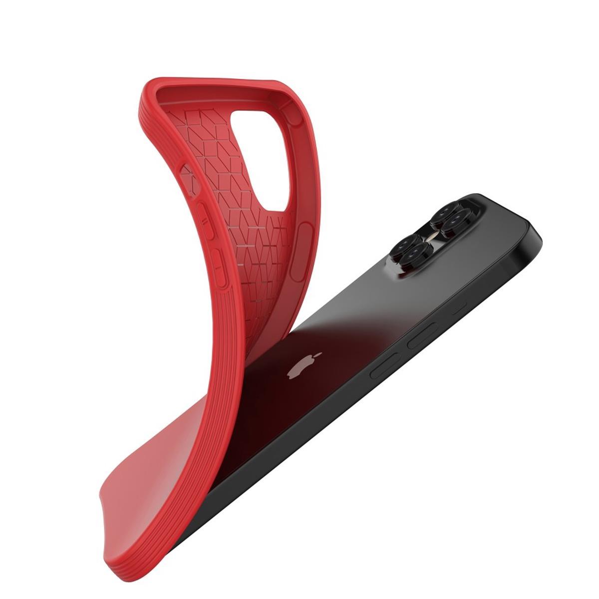 Hülle für Apple iPhone 12 Pro Max Handyhülle Silikon Case Cover Bumper Matt Rot