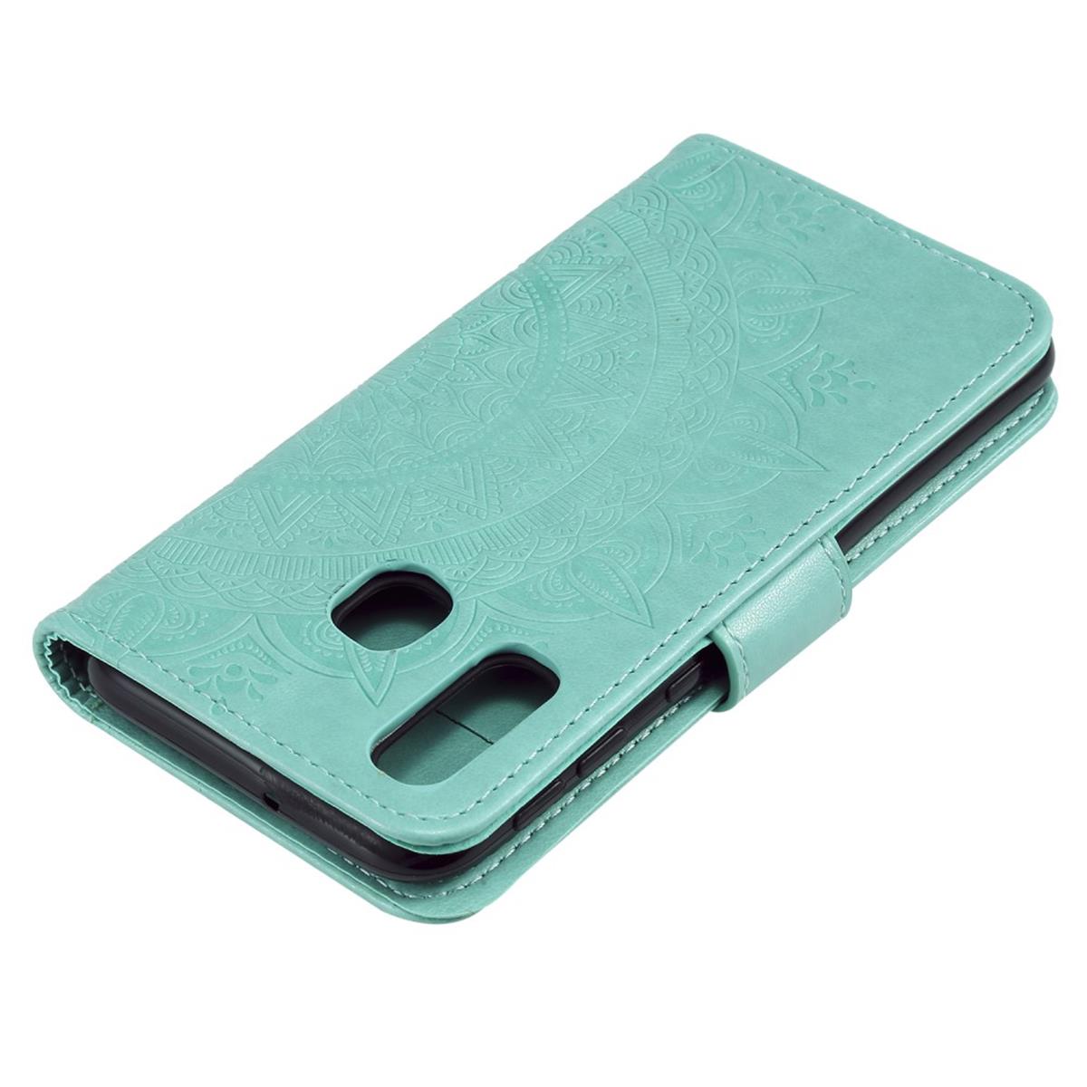 Hülle für Samsung Galaxy A20e Handyhülle Schutzhülle Flip Case Mandala Grün