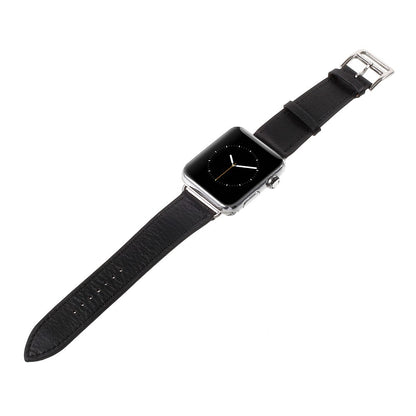 Lederarmband für Apple Watch 49/45/44/42mm Series Ultra 2/Ultra/9/8/7/SE Schwarz