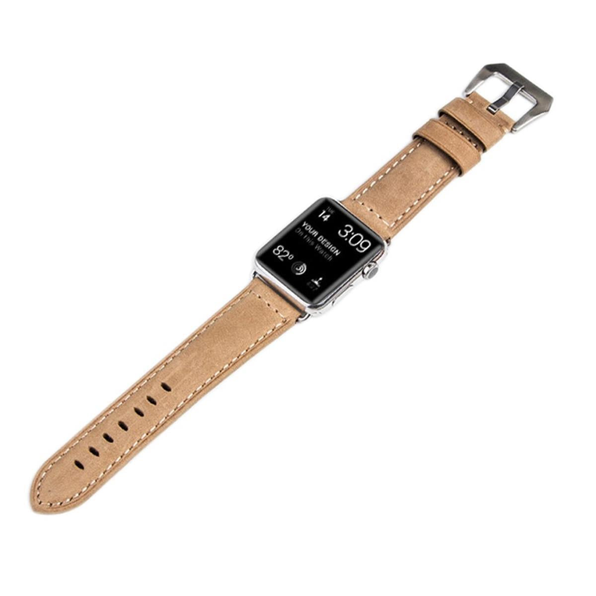 Leder Armband für Apple Watch 49/45/44/42mm Retro Series Ultra/8/7/6/SE/5 beige