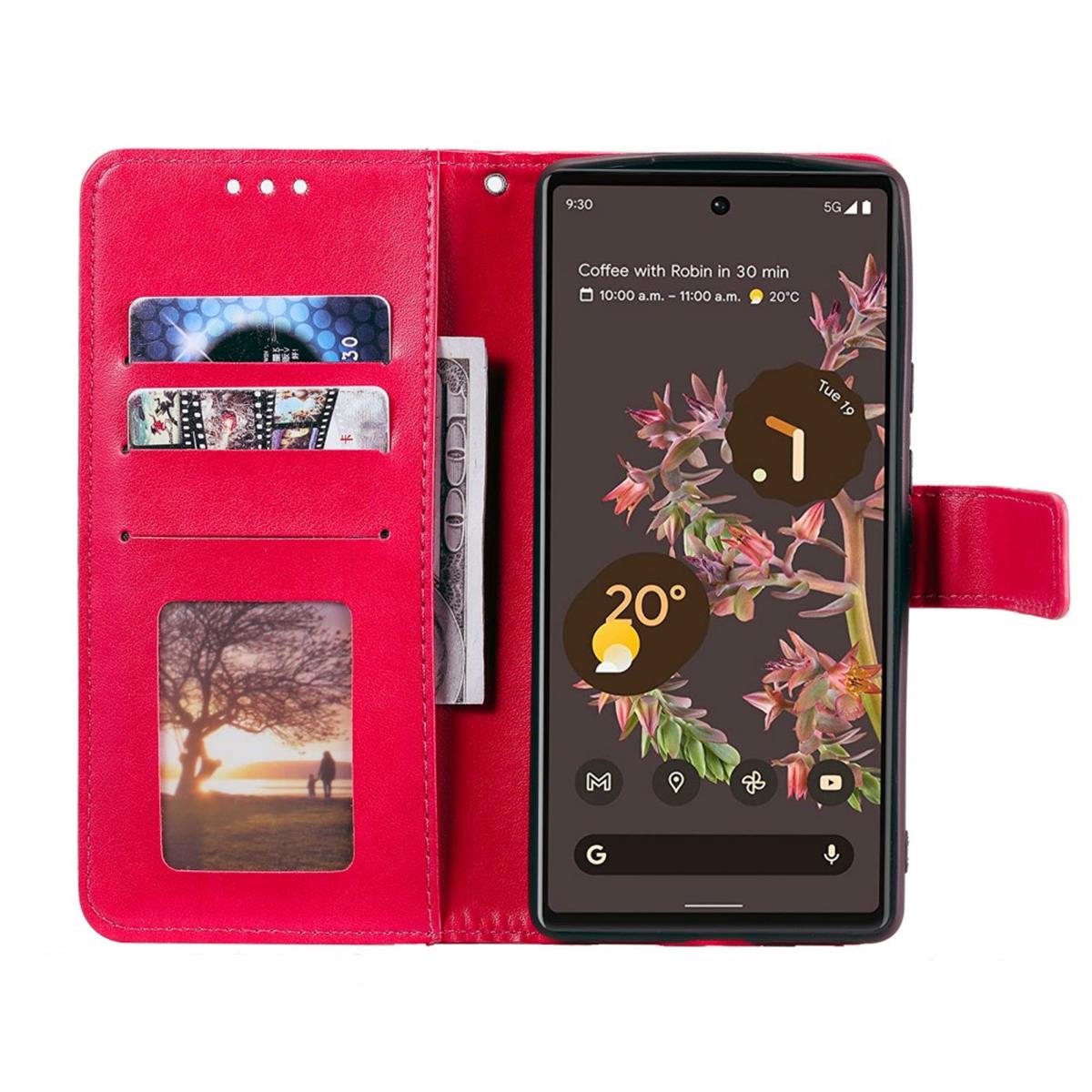 Hülle für Google Pixel 6 Handyhülle Tasche Flip Case Cover Etui Mandala Pink