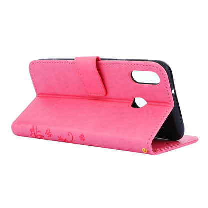 Hülle für Samsung Galaxy M20 Handyhülle Flip Case Handytasche Schmetterling Rosa