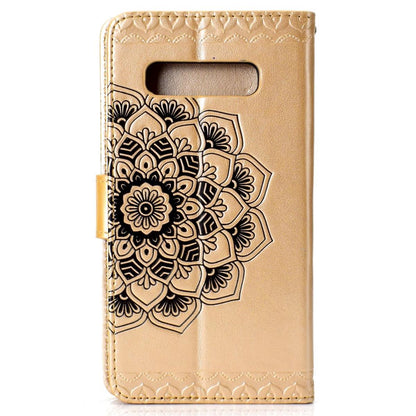 Hülle für Samsung Galaxy S10 Handyhülle Flip Case Cover Mandala Gold (schwarz)