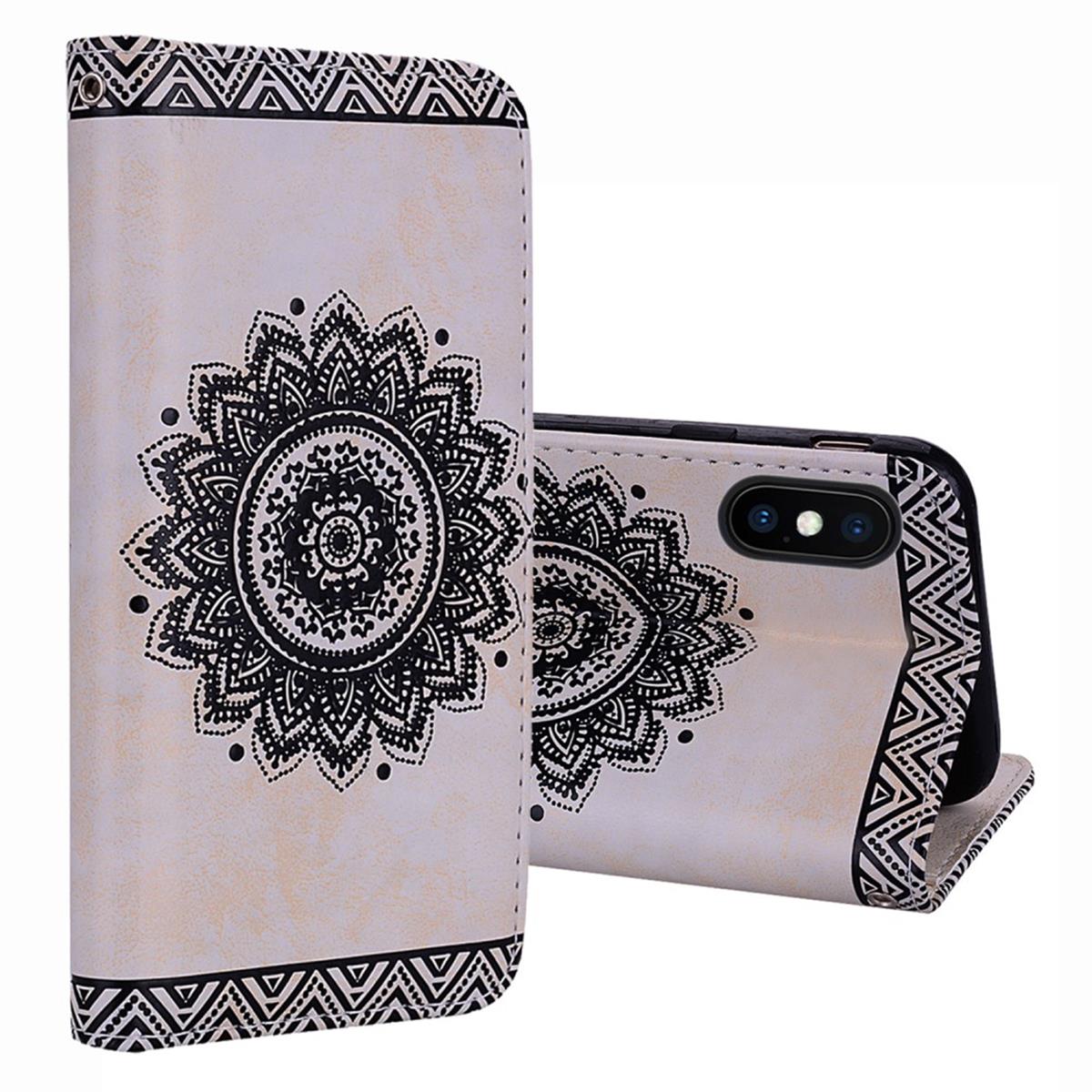 Hülle für Apple iPhone Xs Max Handyhülle Flip Case Cover Schutzhülle Mandala Weiß