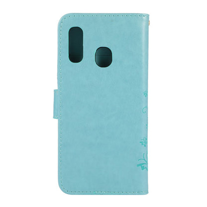 Hülle für Samsung Galaxy A20e Handyhülle Flip Case Schutz Schmetterling Grün