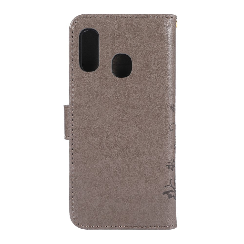 Hülle für Samsung Galaxy A20e Handyhülle Flip Case Schutz Tasche Schmetterling Grau