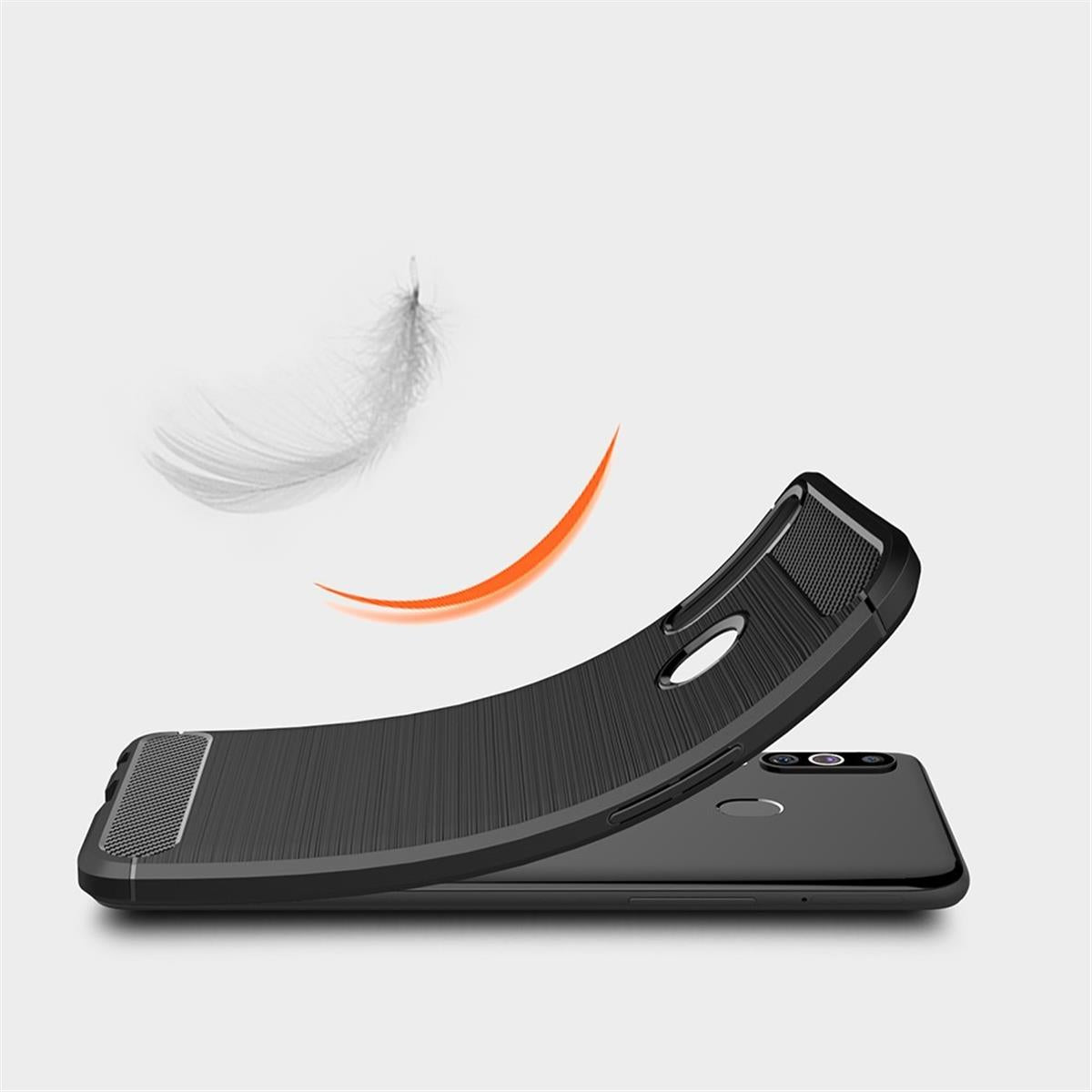 Hülle für Samsung Galaxy A20s Handyhülle Silikon Case Cover Etui Carbonfarben