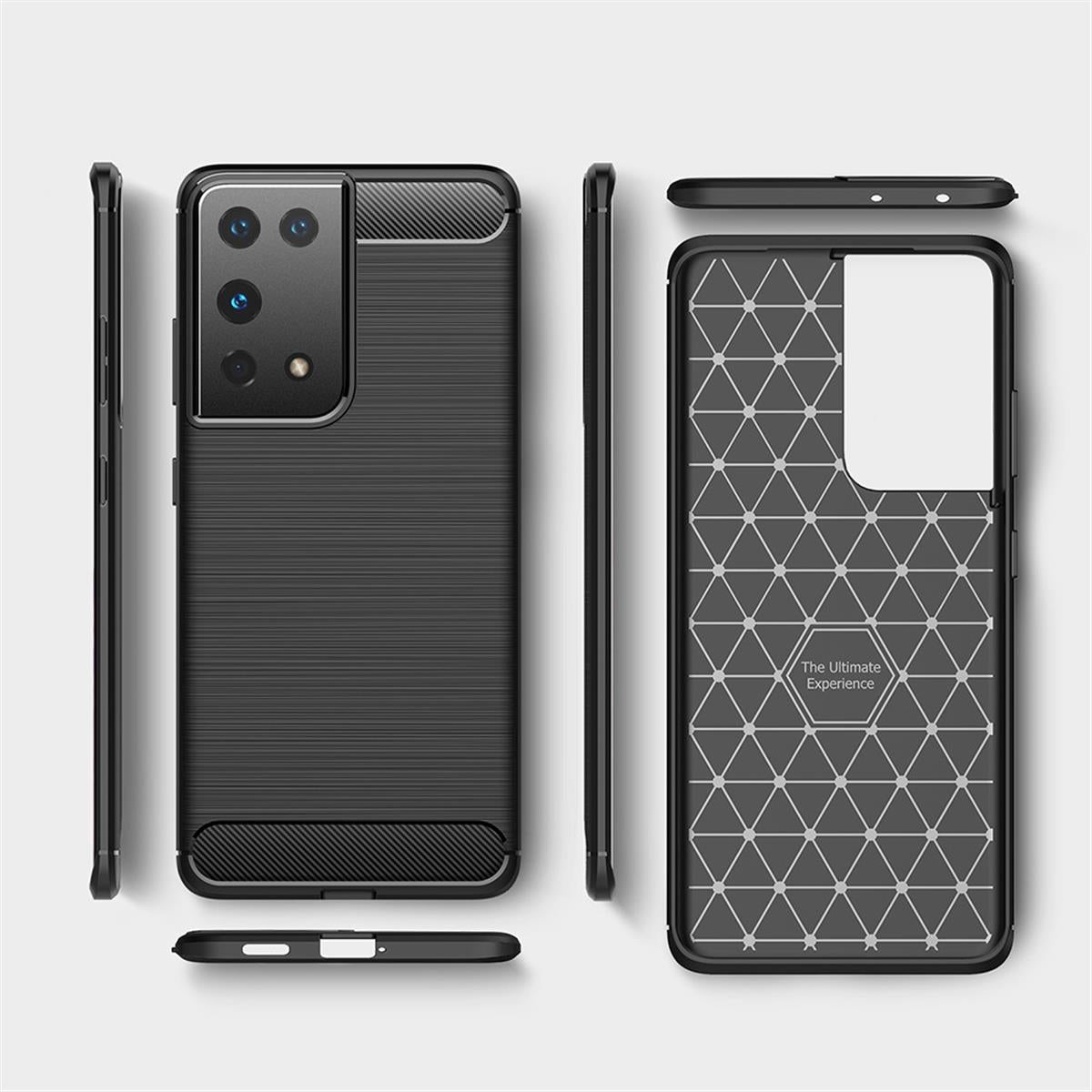 Hülle für Samsung Galaxy S21 Handyhülle Silikon Case Cover Tasche Bumper Carbonfarben