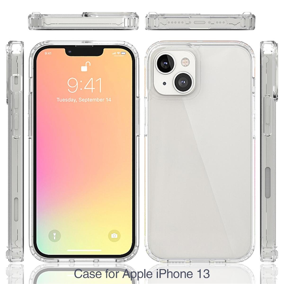 Hülle für Apple iPhone 13 Handyhülle Hybrid Silikon Case Bumper Cover Klar
