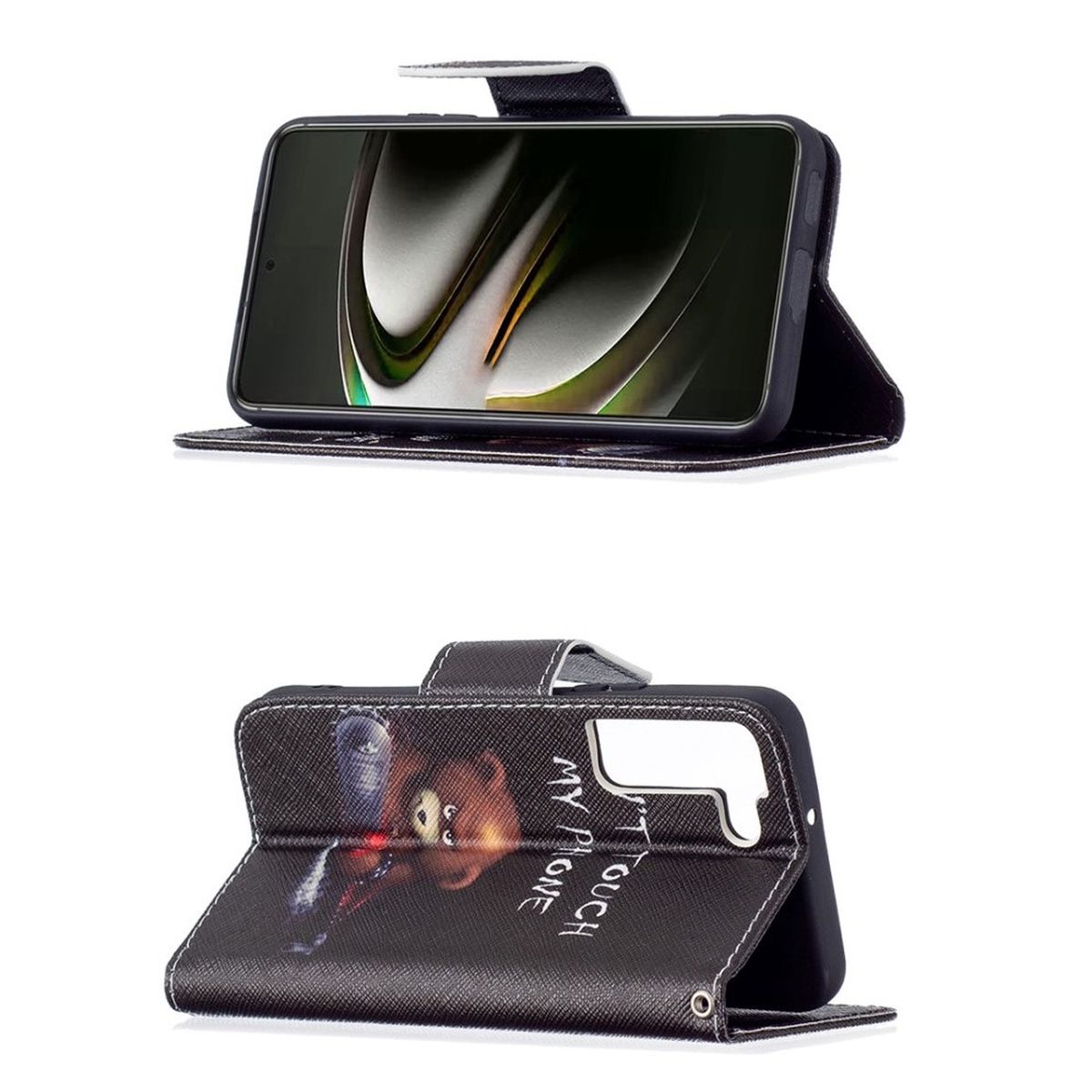 Hülle für Samsung Galaxy S22 5G Handyhülle Flip Case Cover Etui Tasche Motiv Bär