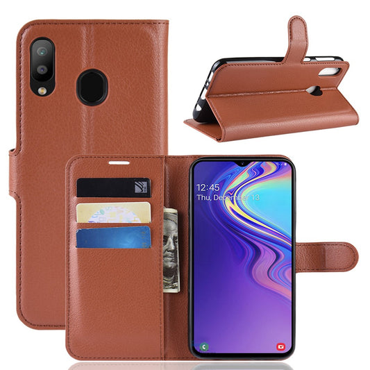 Hülle für Samsung Galaxy M20 Handyhülle Flip Case Schutzhülle Cover Tasche Braun